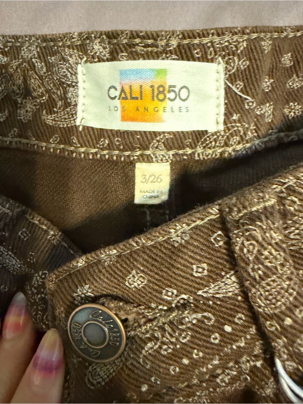 Women’s Brown Bandana Print Pants - Picture 2 of 2